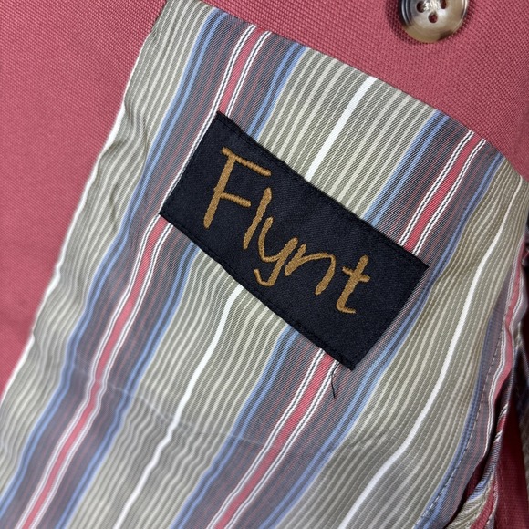 Flynt Mens Blazer Jacket Sz 42R Sport‎ Coat Bueller Salmon Stretch Cotton Preppy - Picture 3 of 8